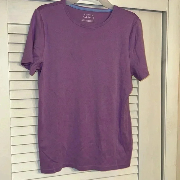 TALBOTS tee women’s short sleeve shirt light purple pima cotton top shirt blouse - Picture 2 of 7